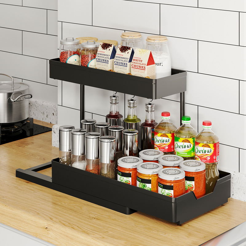 Hotsale home kitchen Under Sink Organizer with Sliding Drawer  Pull Out Cabinet Storage Rack Home Spice Rack