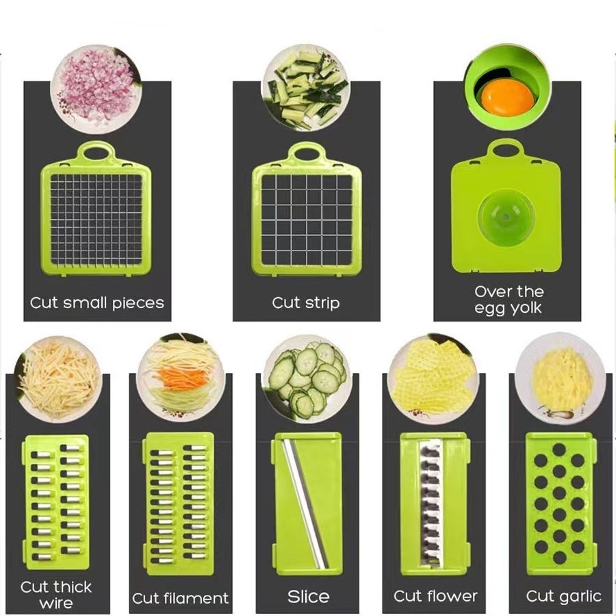 multi function Kitchen accessories 16 In 1 manual mandoline fruit vegetable cutter onion dicer slicer vegetable 12 In 1 chopper