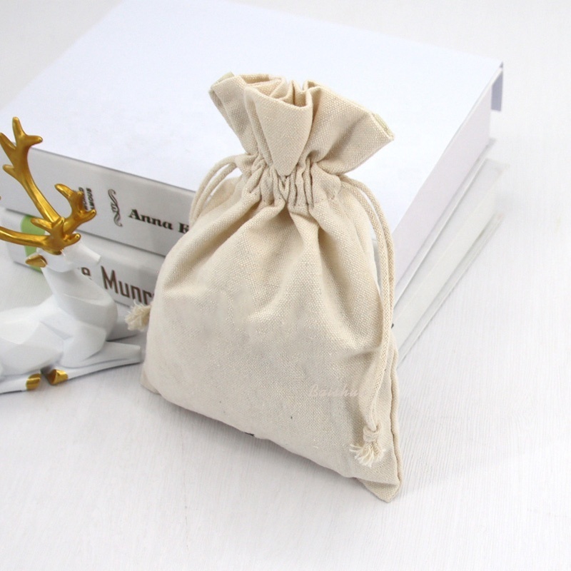 Eco-Friendly 100% Cotton Canvas Fabric Shoe Dust Packaging Pouch Drawstring Dust Clothing Candle Packing Bag For Clothing