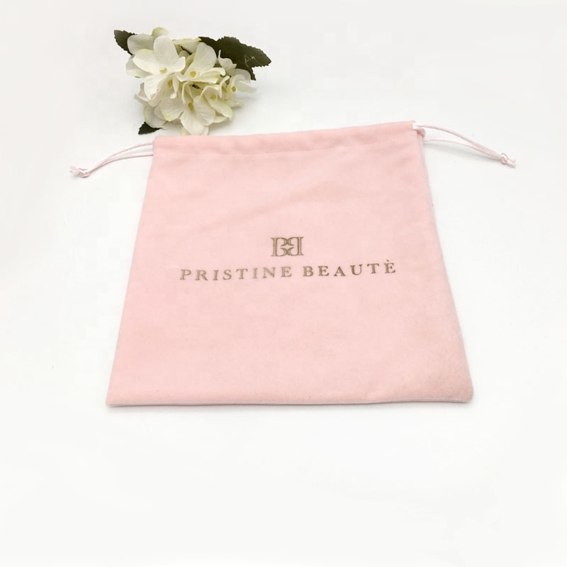 Wholesale Custom Logo  Luxury Gift Pink Velvet Drawstring Bracelet Jewelry Packaging Perfume Pouch Bag