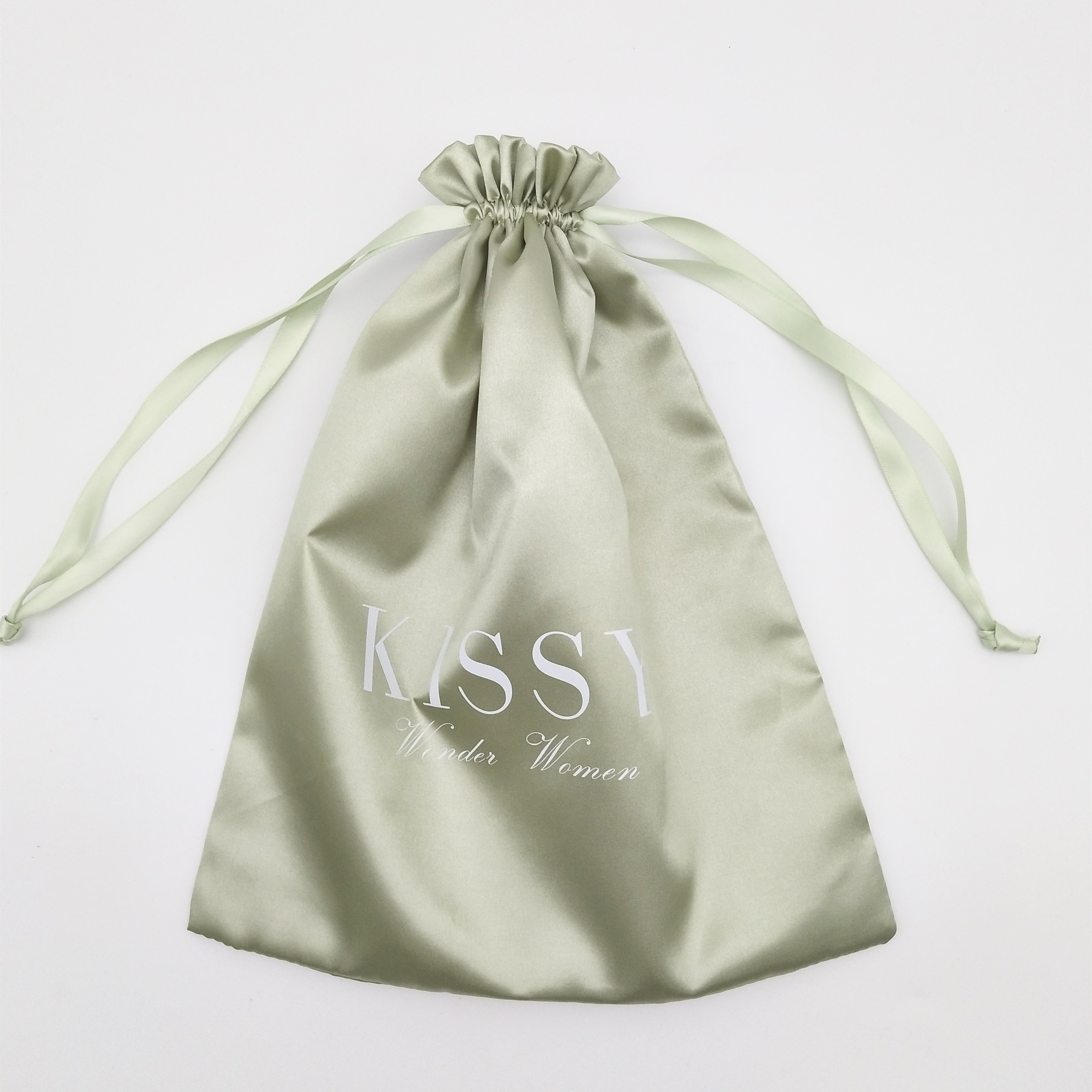 Recyclable Large Custom Luxury Silk Satin Pouch Bag For Wigs Drawstring Bag Gift Bags With Ribbon For Dust Storage