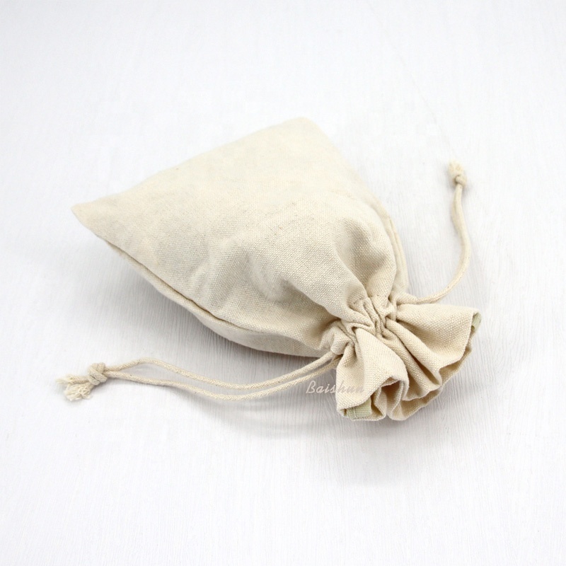 Eco-Friendly 100% Cotton Canvas Fabric Shoe Dust Packaging Pouch Drawstring Dust Clothing Candle Packing Bag For Clothing