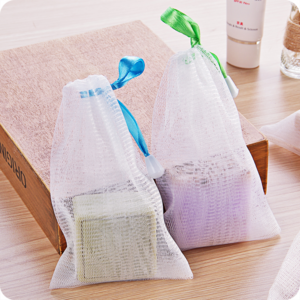 Exfoliating Mesh Soap Pouch Bubble Foam Net Soap Sack Saver Pouch Drawstring Holder Bags