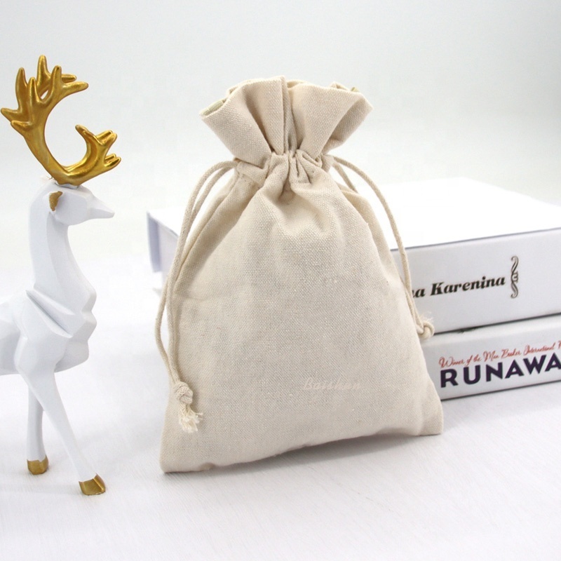 Eco-Friendly 100% Cotton Canvas Fabric Shoe Dust Packaging Pouch Drawstring Dust Clothing Candle Packing Bag For Clothing