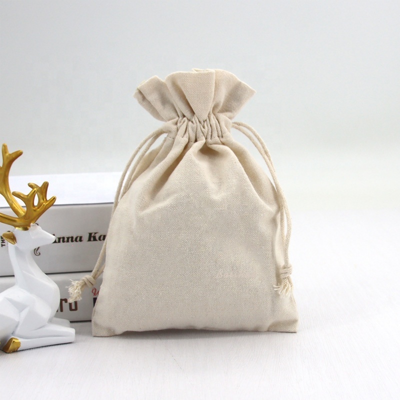 Eco-Friendly 100% Cotton Canvas Fabric Shoe Dust Packaging Pouch Drawstring Dust Clothing Candle Packing Bag For Clothing