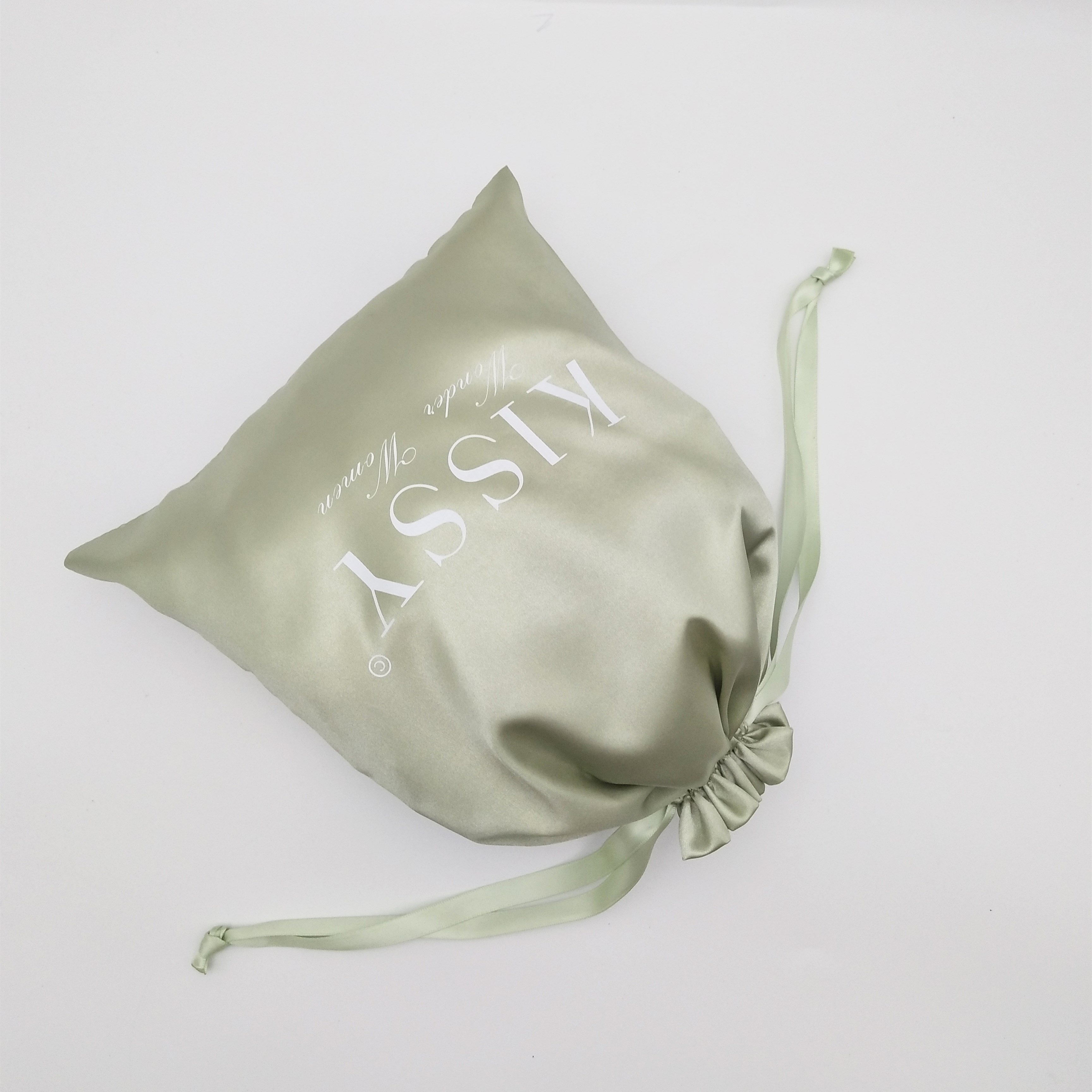 Recyclable Large Custom Luxury Silk Satin Pouch Bag For Wigs Drawstring Bag Gift Bags With Ribbon For Dust Storage