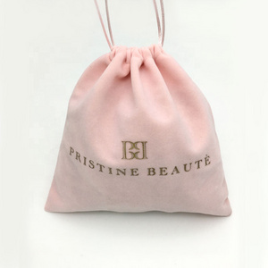 Wholesale Custom Logo  Luxury Gift Pink Velvet Drawstring Bracelet Jewelry Packaging Perfume Pouch Bag