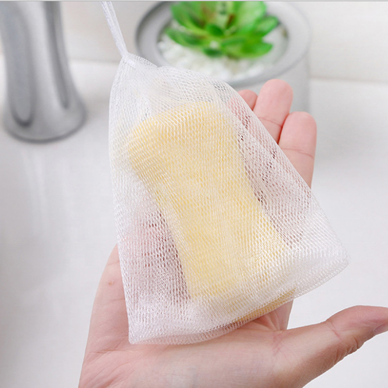 Exfoliating Mesh Soap Pouch Bubble Foam Net Soap Sack Saver Pouch Drawstring Holder Bags