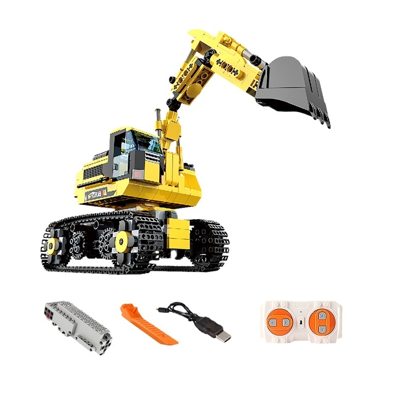 580PCS  Programmable Electric Building Block Excavator Toys 2.4G APP Remote Control Engineering Vehicle Car Kits For Kids