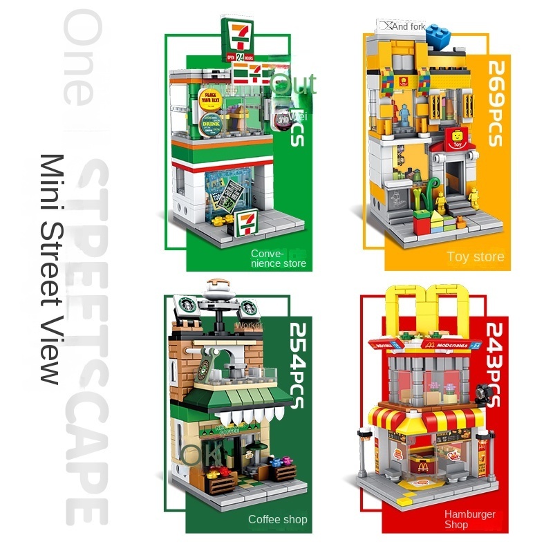 Mini City Street View Building Brick Architecture Model Construction Blocks Toys Wholesale Other educational  toys