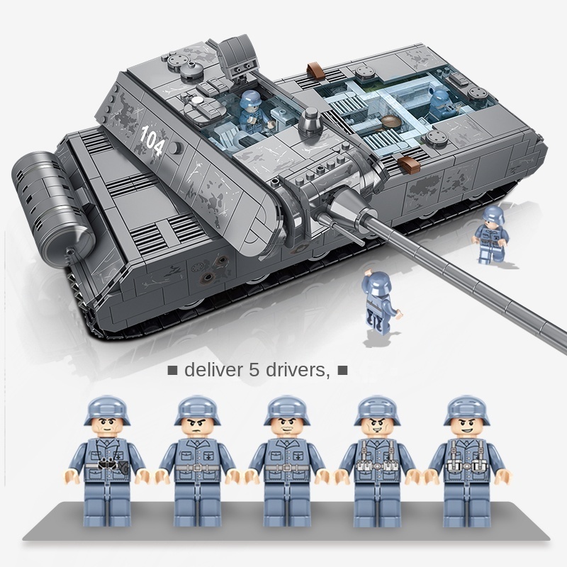 628009 Military German Mouse Type Heavy Armored MOC Soldier Assembly Brick Set children's toys Tank Building Blocks