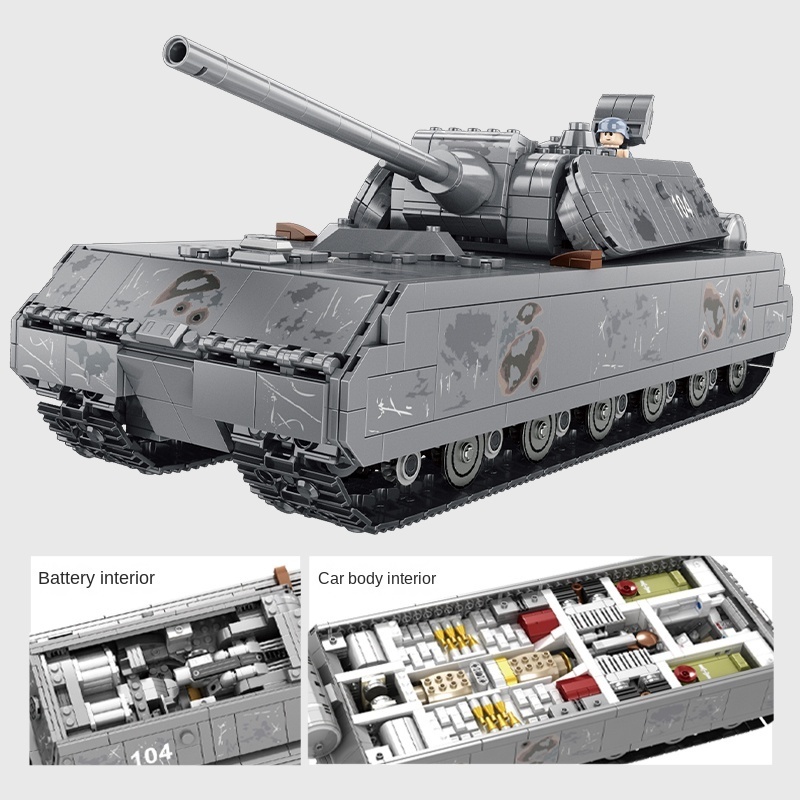 628009 Military German Mouse Type Heavy Armored MOC Soldier Assembly Brick Set children's toys Tank Building Blocks