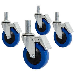 Heavy duty ladder wheel cast iron rubber swivel scaffolding caster wheels with locked brake