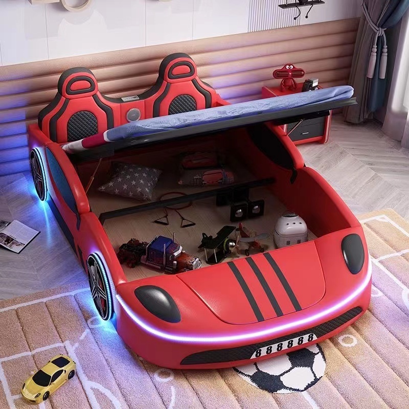 Kids' Car Beds High Quality Bedroom Furniture ABS Plastic LED Light Child Kid Race Car Bed for Kids Boy Beds with Music