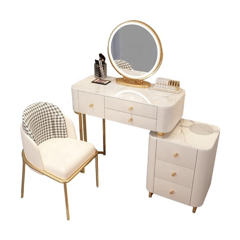 European Style Dresser Furniture Dressing Table Set With Mirror And Stool Makeup Vanity Table Wooden