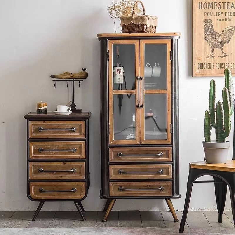 American retro chest of drawers Solid wood cabinet to do old style living room locker