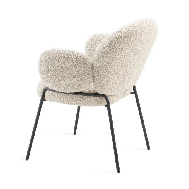 Italian minimalist designer dining back chair white lamb wool simple modern dining chair