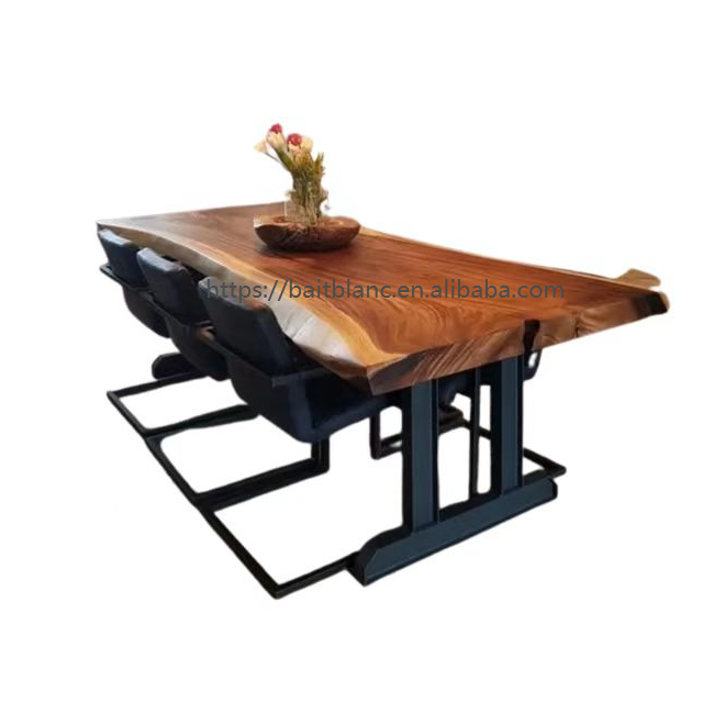 2021Industrial furniture modern live edge slab Solid Walnut Wood Restaurant Dining Table