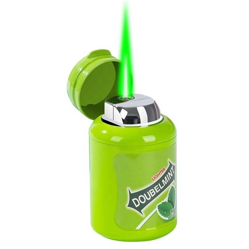 The new gum lighter green flame windproof direct durable creative personality funny lighter to send boyfriend tide