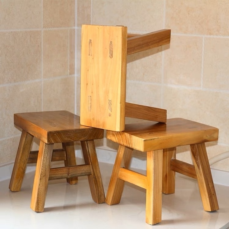 Chinese solid wood small stool American Canadian Ink square stool adult children small bench shoe chair