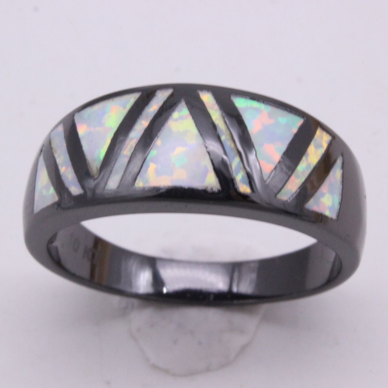 Wholesales Mexican Opal Jewelry S925 Sterling Silver blue Triangle Opal Ring for woman Luxury Bridal Geometry Engagement Ring