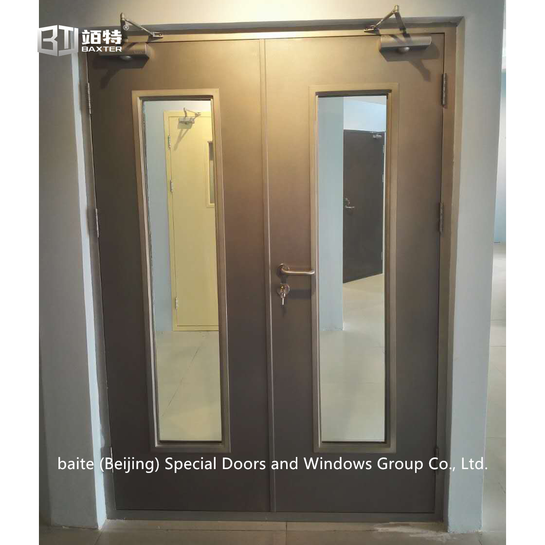 Corridor channel fire-proof stainless steel glass door manufacturer's customization