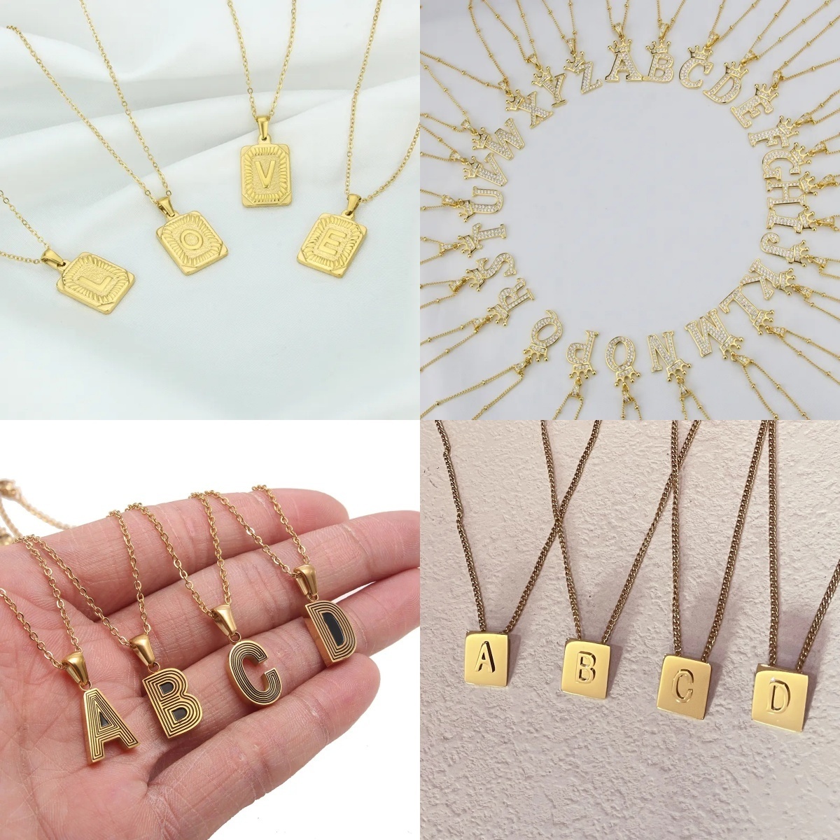 Stainless Steel Initials Name Necklace Fashion Gold Plated Jewelry Natural Shell Alphabet Letter Pendant Choker For Women