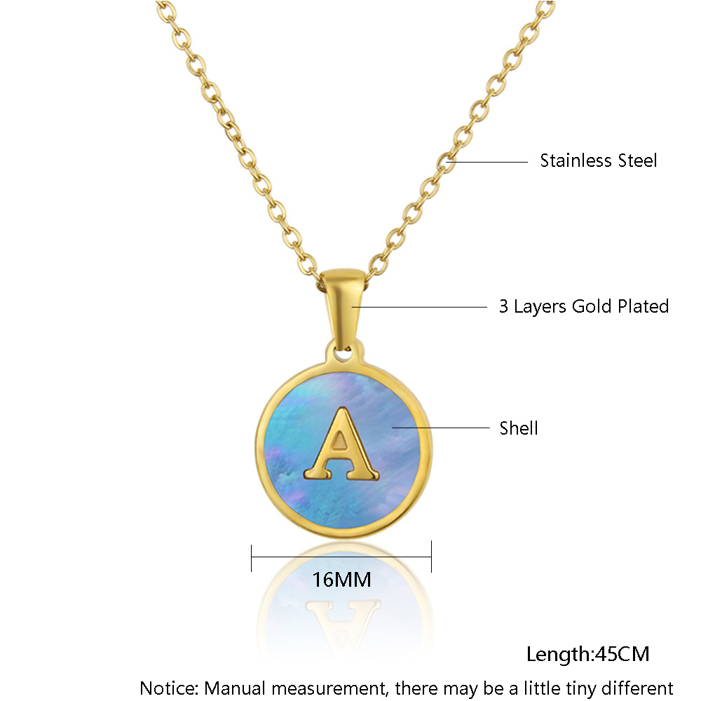 Factory Directly Stainless Steel Jewelry Fadeless Alphabet Shell Pendant Necklace 26 Letters Inital Women Choker Chain Wholesale