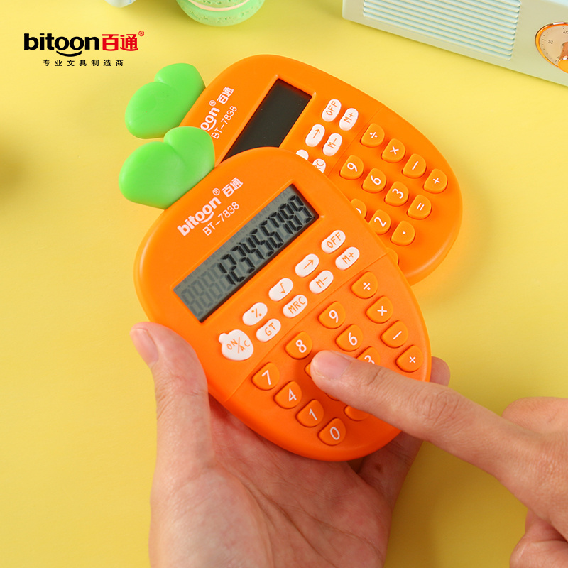 Promotional Eco Friendly Cute Carrot Calculator Digits Touch 12-digit LCD Screen Display For Student Office Use