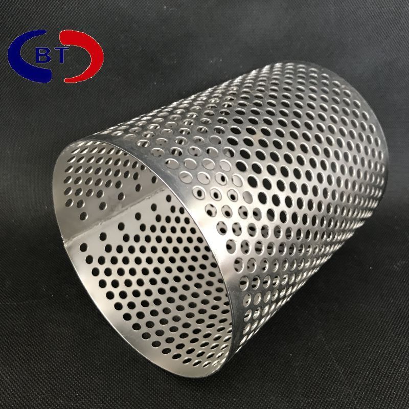 OEM Made 304 316 316L square round shape SS Perforated Filter plate Screen Tube Punched Round Hole Filter Cylinder water filters