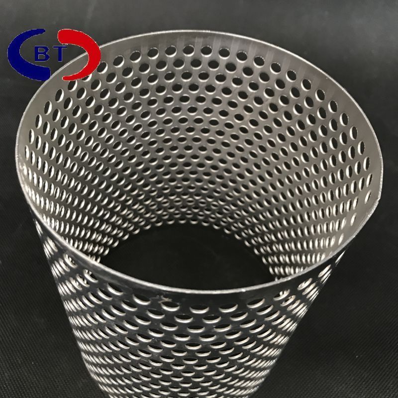 OEM Made 304 316 316L square round shape SS Perforated Filter plate Screen Tube Punched Round Hole Filter Cylinder water filters