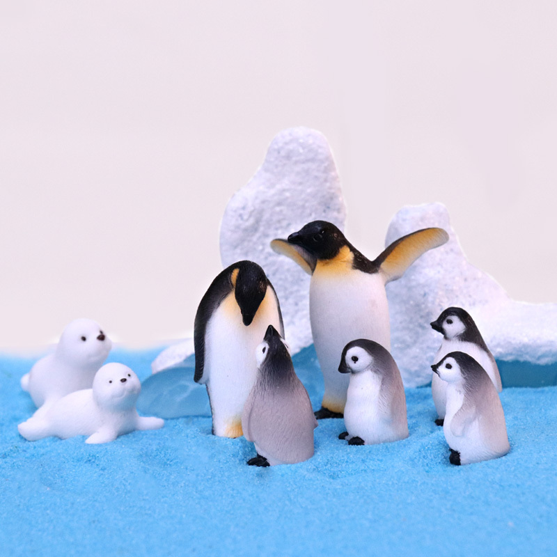 Glacier Scenery Penguin Iceberg Seal Snowflake Model Miniatures for DIY Fairy Garden Home Decoration Mini Figures Resin Craft