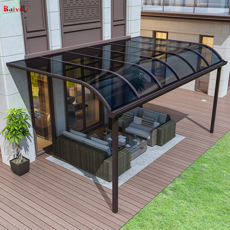 Luxury style polycarbonate panels slant roofing awnings canopy with roman column design