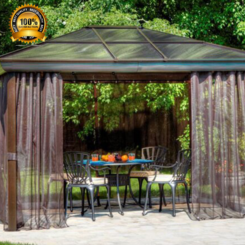 Prefab roman style hexagon aluminum structure arch gazebo with polycarbonate panels roof