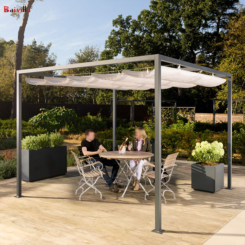 10 x 10ft Patio Garden Louver With Retractable Awning 10 x 13ft Metal Outdoor Pergola Aluminium