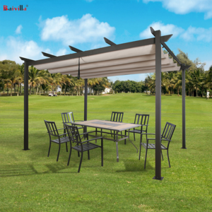 10 x 10ft Patio Garden Louver With Retractable Awning 10 x 13ft Metal Outdoor Pergola Aluminium