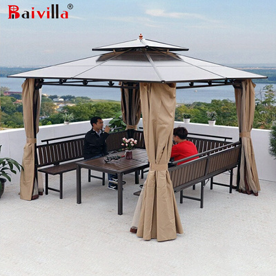 High Quality Modern Party Double Polycarbonate Roof Aluminum Gazebo