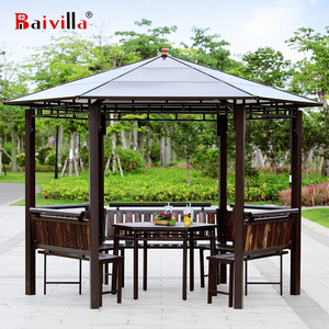 Baivilla 3*4M Luxury Aluminium PC top Garden Outdoor Gazebos Waterproof Soft Top Gazebos