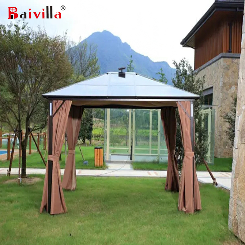 All Weather Garden Leisure BBQ Yard Gazebo Polycarbonate Roof 3*4M Luxury Aluminium PC Top Garden Outdoor Gazebos