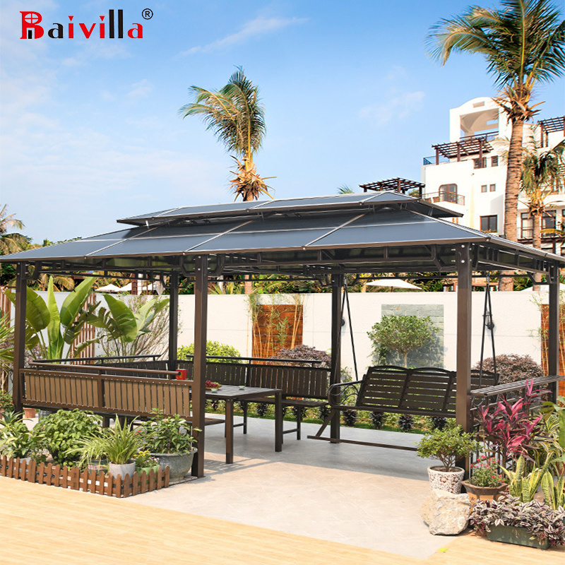 All Weather Garden Leisure BBQ Yard Gazebo Polycarbonate Roof 3*4M Luxury Aluminium PC Top Garden Outdoor Gazebos