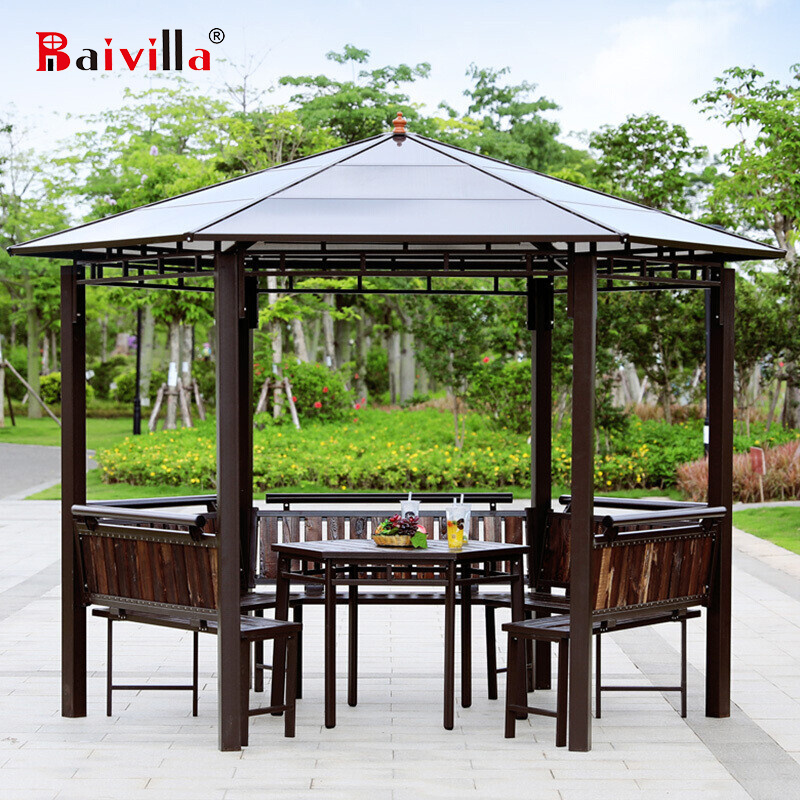 Well Design Aluminum Luxury Pavilion Outdoor Customizable Modern Garden Waterproof Roof Gazebo