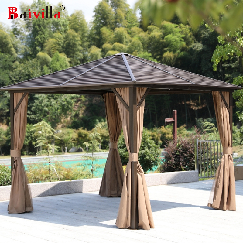 Well Design Aluminum Luxury Pavilion Outdoor Customizable Modern Garden Waterproof Roof Gazebo