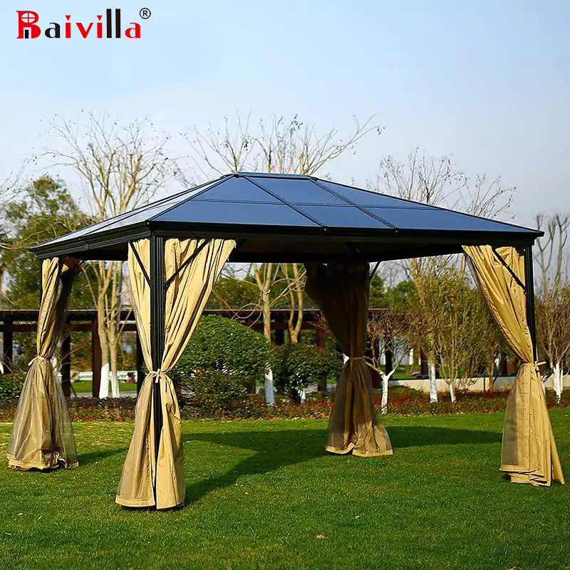 Well Design Aluminum Luxury Pavilion Outdoor Customizable Modern Garden Waterproof Roof Gazebo