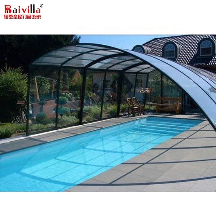 Modern Design Polycarbonate Cover Prefabricated Steel Structure Swimming Pool Canopy  Patio Cover