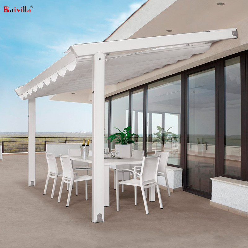 Aluminum Pergola Gazebo With Adjustable Fabric Roof Outdoor Metal Pergola Retractable Roof 6x6m Awning Pergola