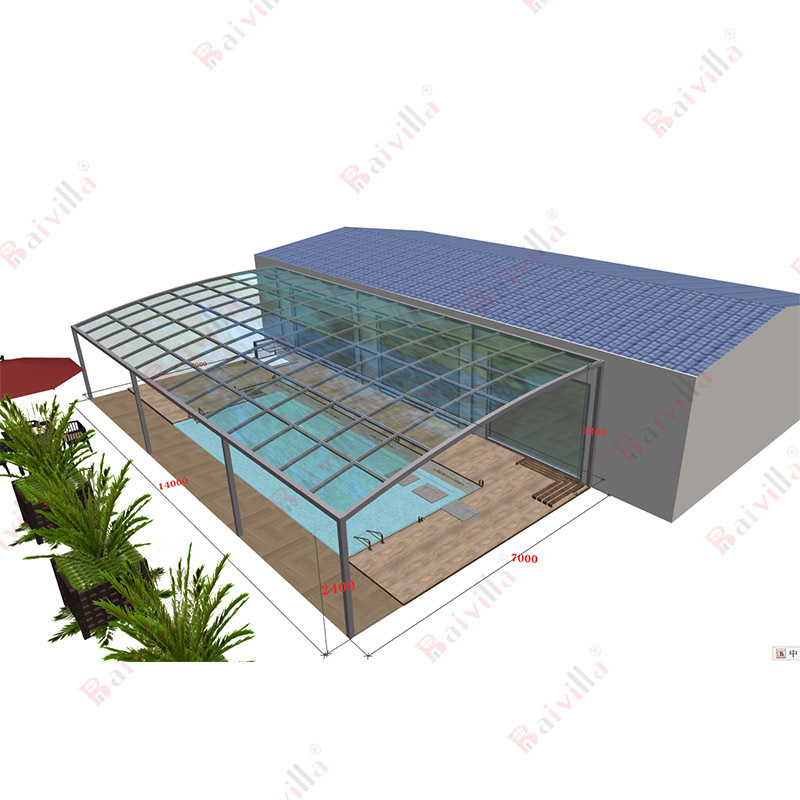 waterproof large size aluminum & polycarbonate patio cover swimming pools awning canopy attached to the house