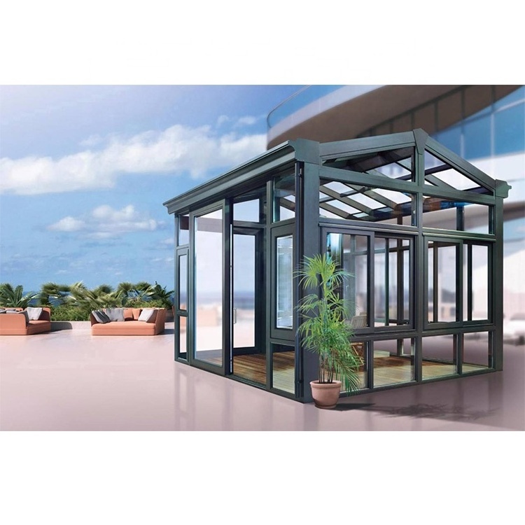 Four-Season glass green houses commercial  prefab sunroom sets for sale