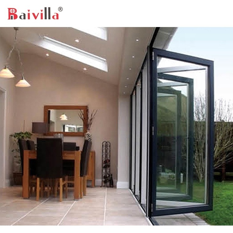 Latest Design Modern Aluminum Security Grill Bi Fold Folding Glass Doors