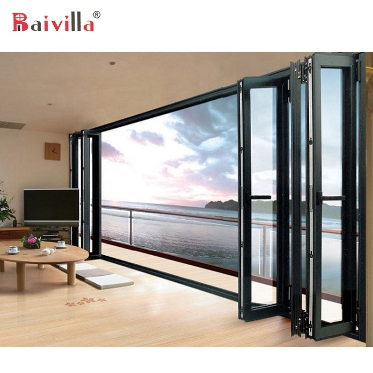 Latest Design Modern Aluminum Security Grill Bi Fold Folding Glass Doors