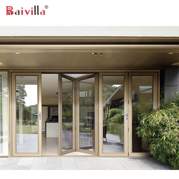 Latest Design Modern Aluminum Security Grill Bi Fold Folding Glass Doors